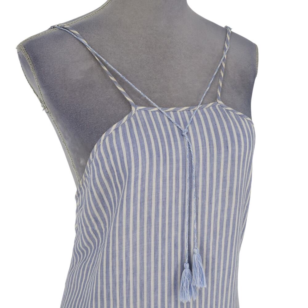TJD The Jetset Diaries Dress Womens XS Blue White Cotton Linen Blend Lined Mini - Picture 6 of 12